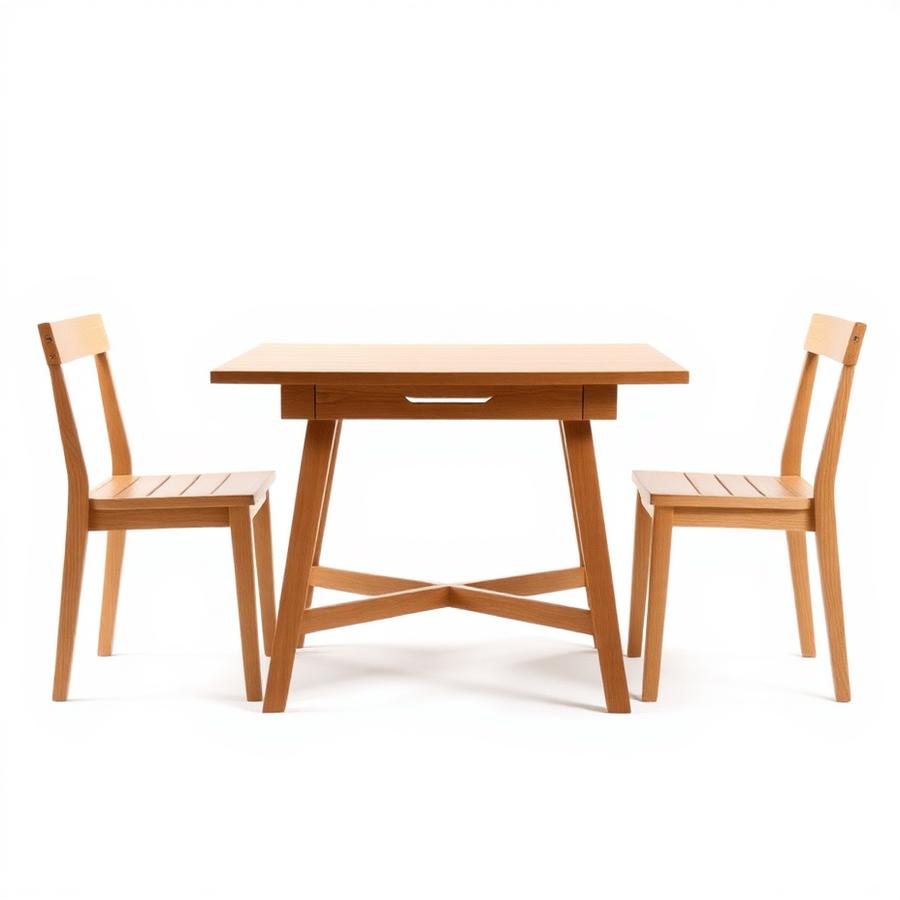 Oak Dining Set available for rent in International City, Dubai